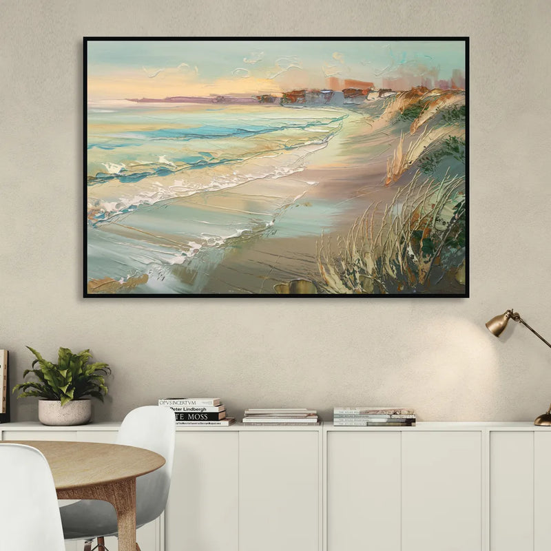 Seaside Shoreline Escape Sitting Room - Black Canvas Wall Art