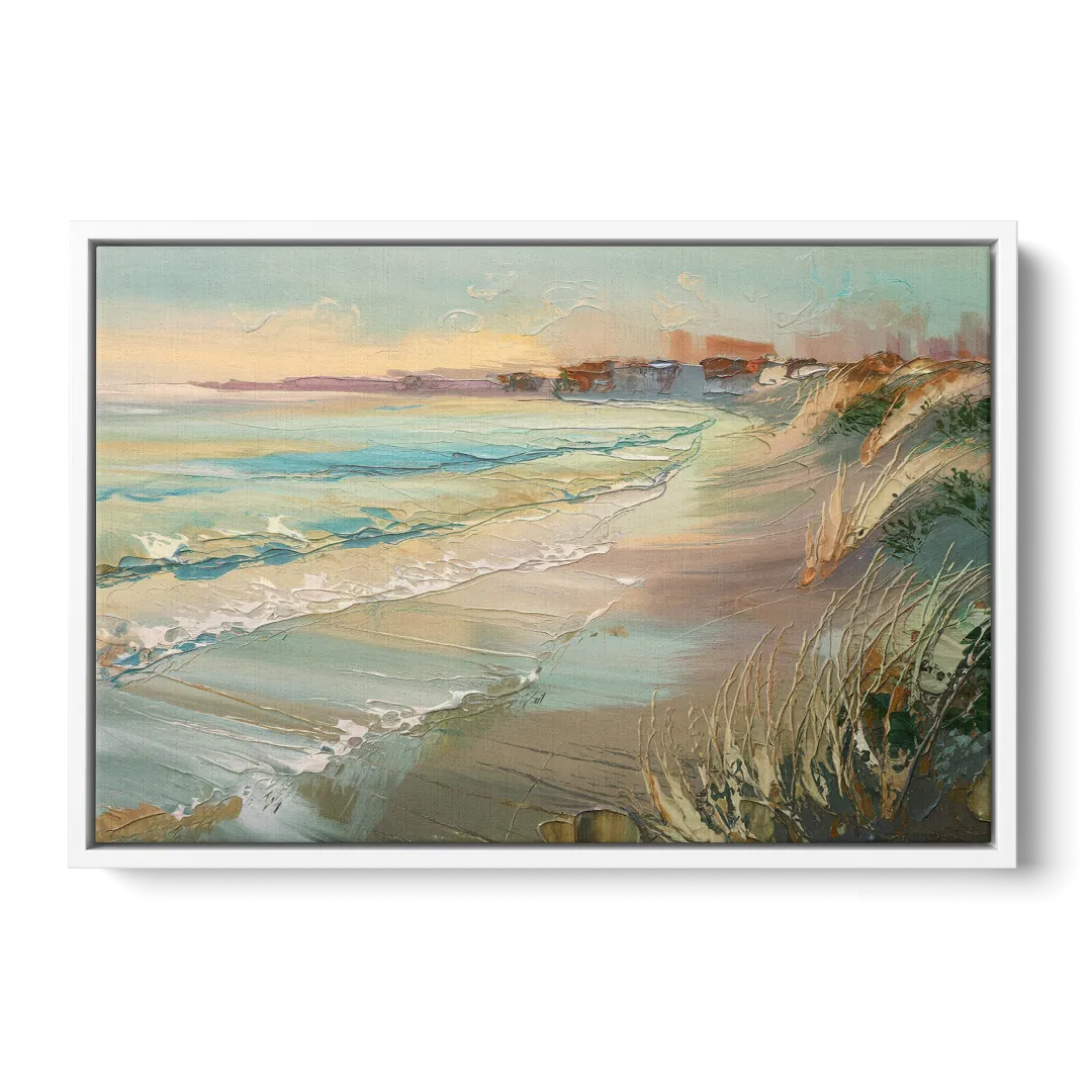 Seaside Shoreline Escape Front - White Canvas Wall Art