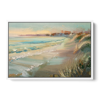 Seaside Shoreline Escape Front - White Canvas Wall Art