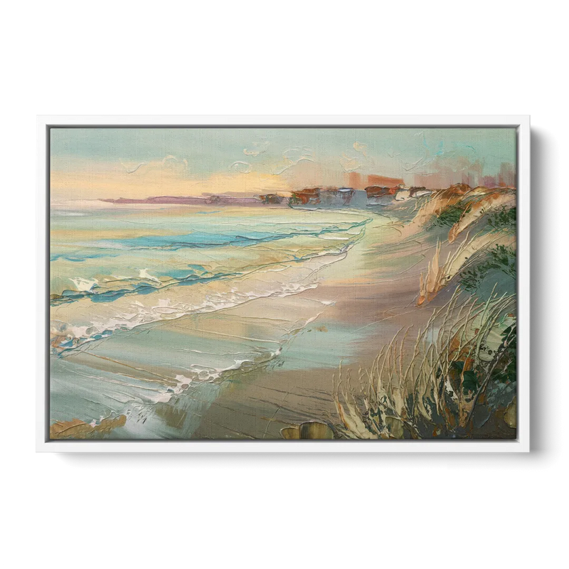Seaside Shoreline Escape Front - White Canvas Wall Art