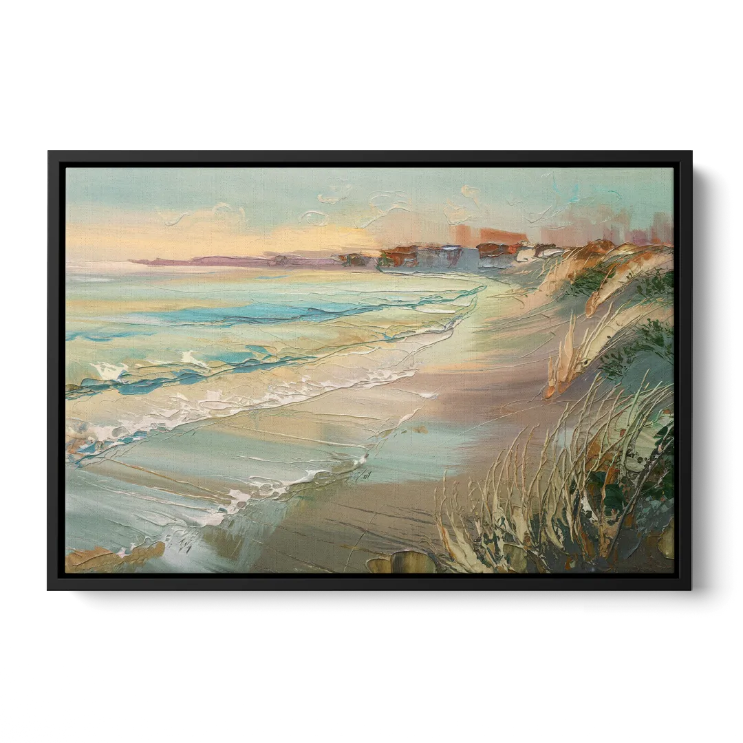 Seaside Shoreline Escape Front - Black Canvas Wall Art