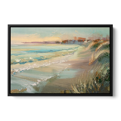 Seaside Shoreline Escape Front - Black Canvas Wall Art