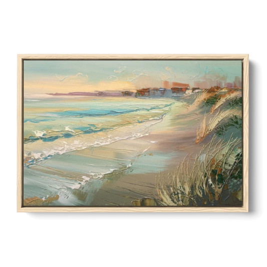 Seaside Shoreline Escape - Oak Framed Canvas Wall Art - Front
