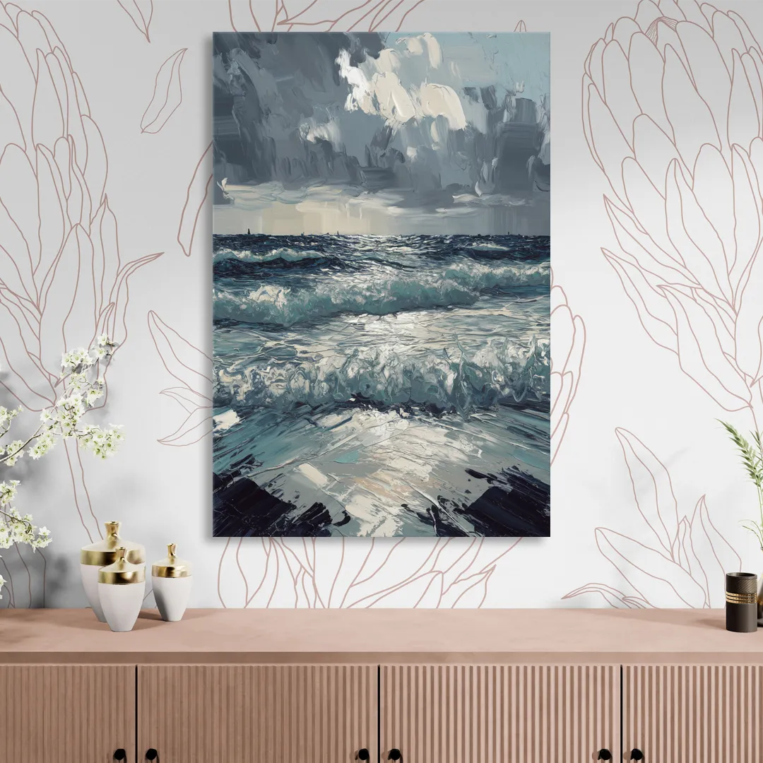 Seaside Stormy Skies Sitting Room - Canvas Wall Art