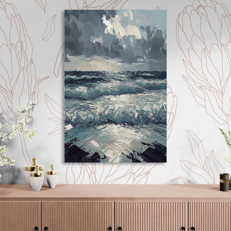 Seaside Stormy Skies Sitting Room - Canvas Wall Art