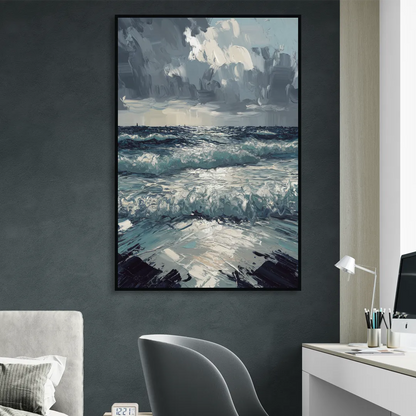 Seaside Stormy Skies Sitting Room - Black Canvas Wall Art