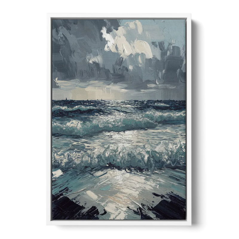 Seaside Stormy Skies Front - White Canvas Wall Art