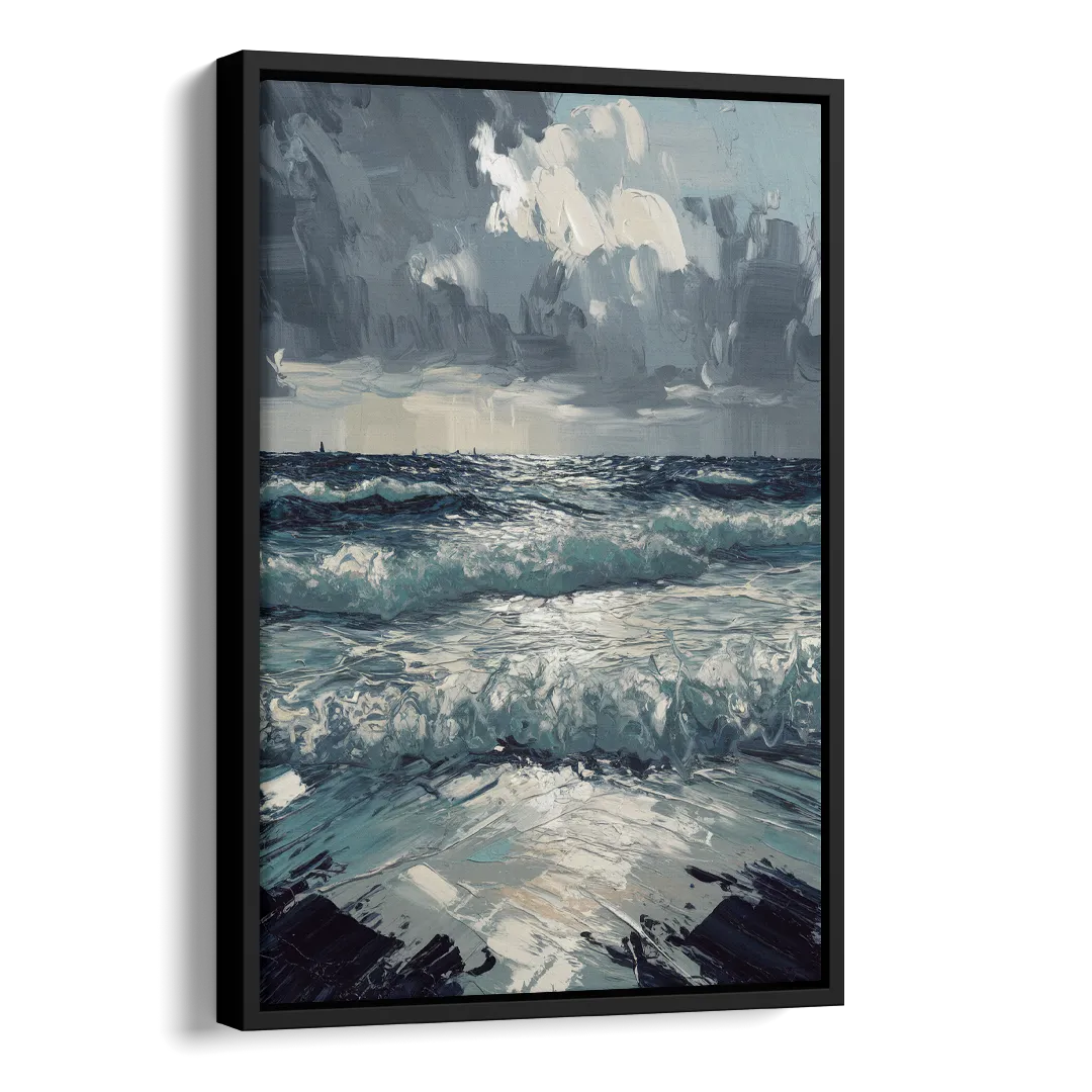 Seaside Stormy Skies Side - Black Canvas Wall Art