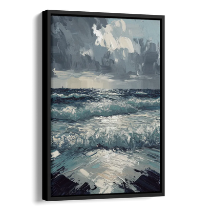 Seaside Stormy Skies Side - Black Canvas Wall Art