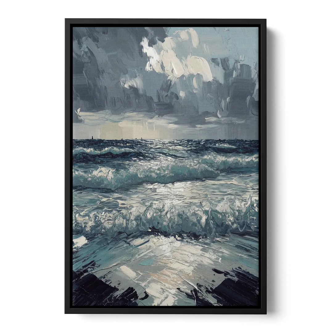 Seaside Stormy Skies Front - Black Canvas Wall Art