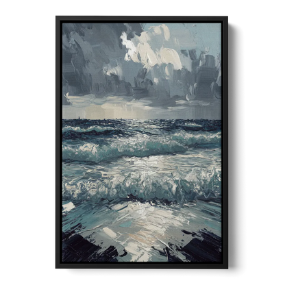 Seaside Stormy Skies Front - Black Canvas Wall Art