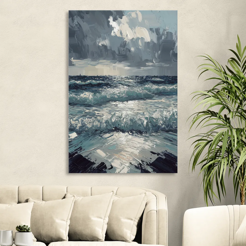 Seaside Stormy Skies Living Room - Canvas Wall Art