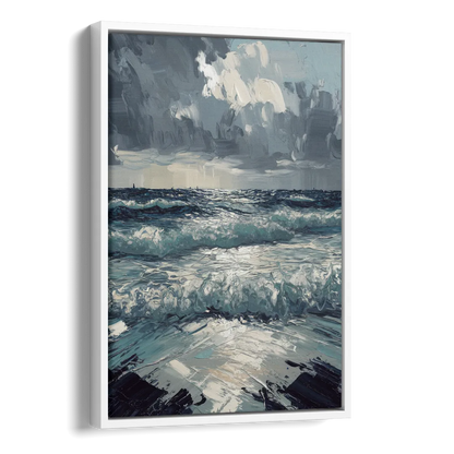 Seaside Stormy Skies Side - White Canvas Wall Art
