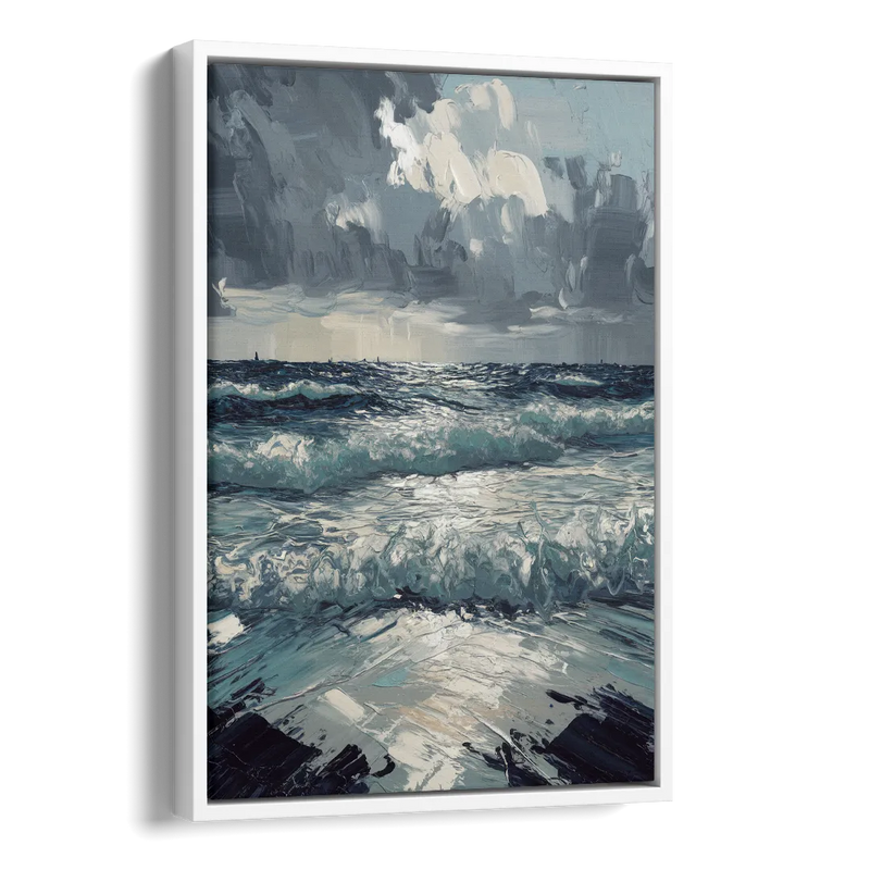 Seaside Stormy Skies Side - White Canvas Wall Art