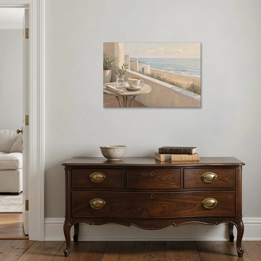 Seaside Terrace Cappuccino - Canvas Wall Art - Coffee Table - 36x24