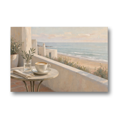Seaside Terrace Cappuccino for the Cafe - Canvas Wall Art - Front
