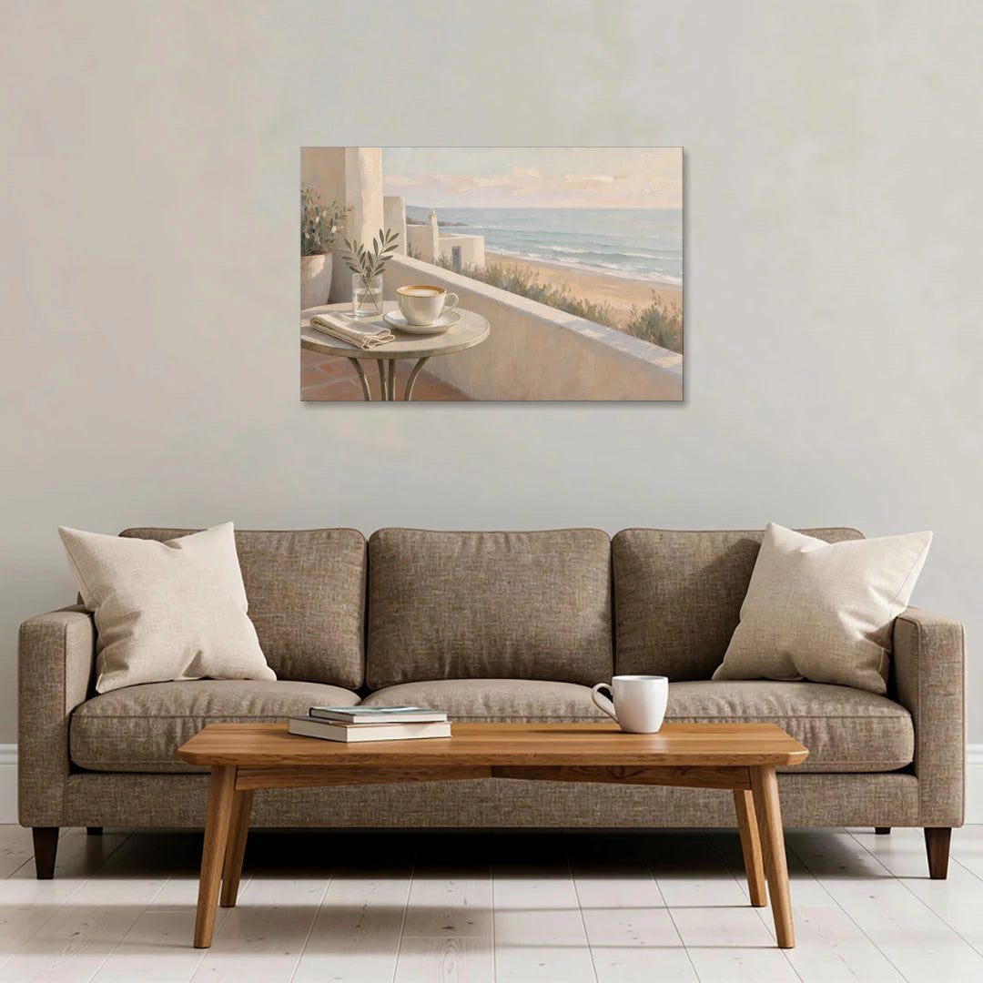 Seaside Terrace Cappuccino - Canvas Wall Art - Sofa - 36x24