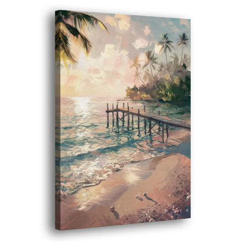 Seaside Tranquil Waters - Canvas Wall Art - Side