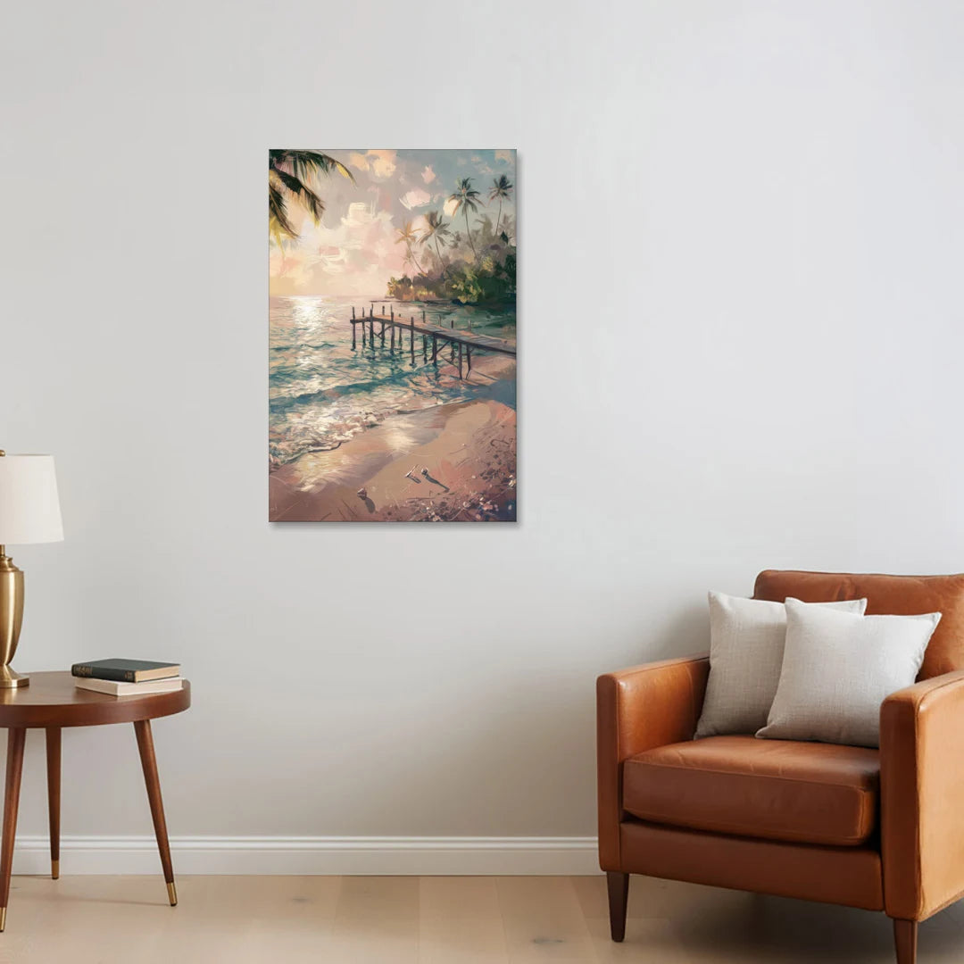 Seaside Tranquil Waters - Canvas Wall Art - Sofa - 24x36