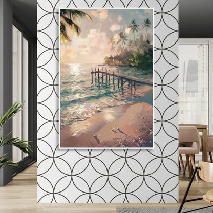 Seaside Tranquil Waters Sitting Room - White Canvas Wall Art