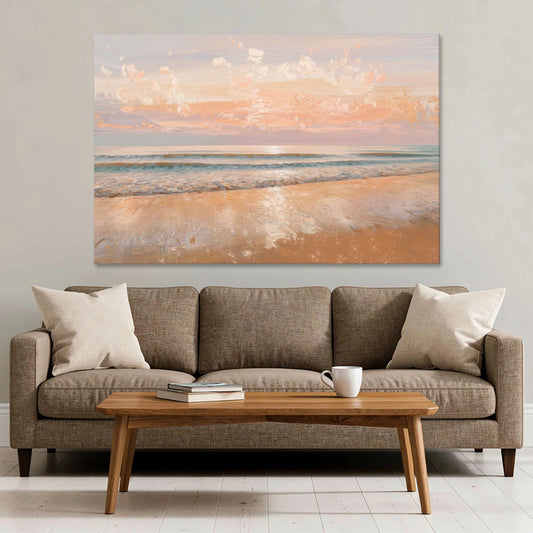 Seaside Waves And Sand - Canvas Wall Art - Sofa - 60x40