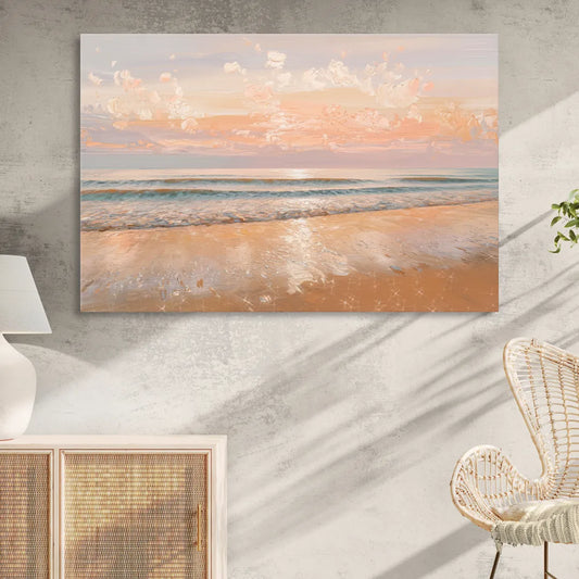 Seaside Waves And Sand Living Room - Canvas Wall Art
