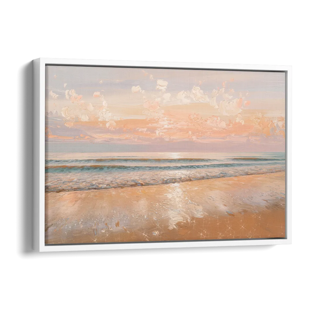 Seaside Waves And Sand Side - White Canvas Wall Art