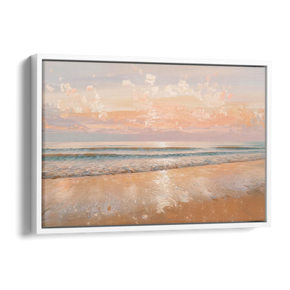 Seaside Waves And Sand Side - White Canvas Wall Art