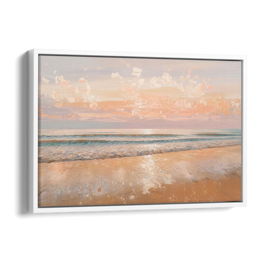 Seaside Waves And Sand Side - White Canvas Wall Art