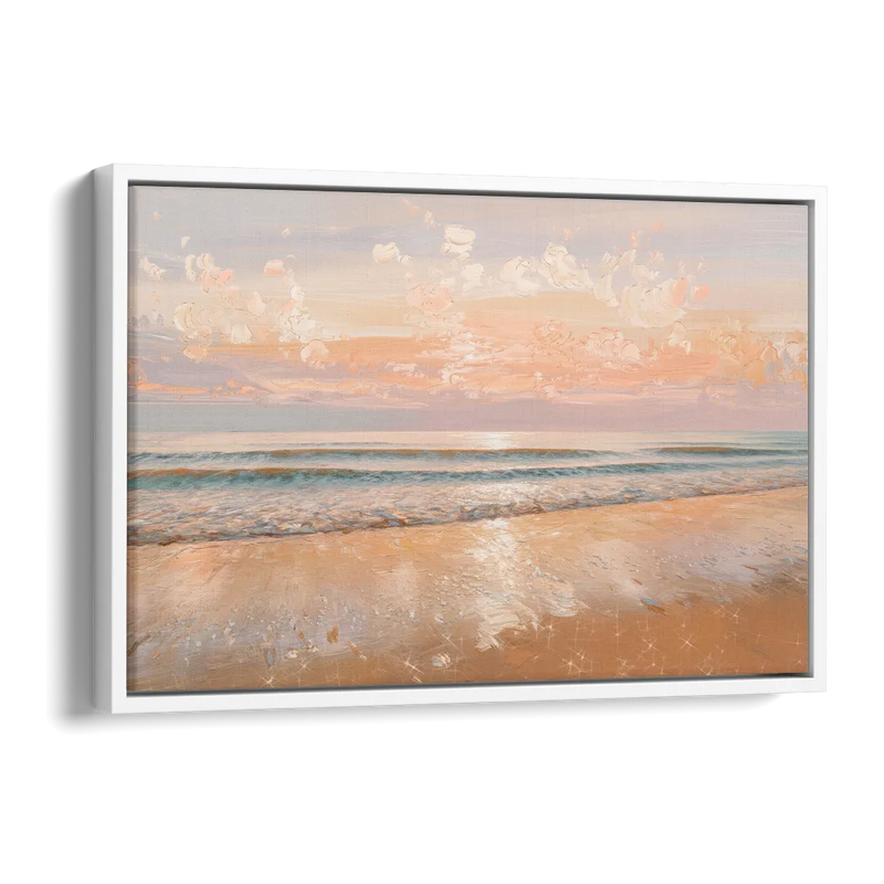 Seaside Waves And Sand Side - White Canvas Wall Art