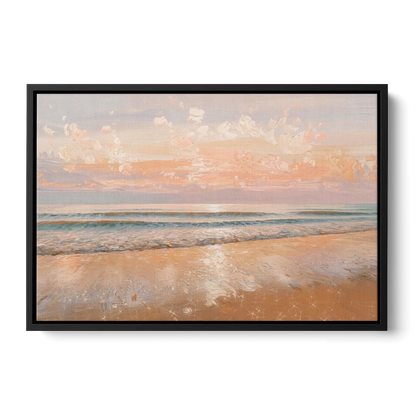Seaside Waves And Sand Front - Black Canvas Wall Art