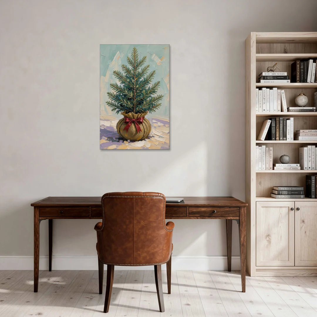 Seasonal Burlap-Wrapped Living Fir - Canvas Wall Art - Office - 24x36