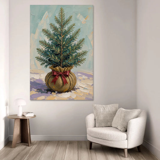 Seasonal Burlap-Wrapped Living Fir - Canvas Wall Art - Sofa - 40x60