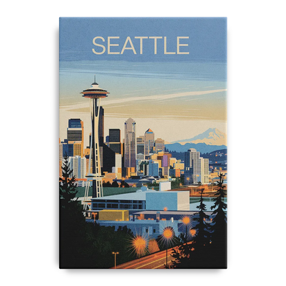 Seattle City at Dusk Front - Canvas Wall Art