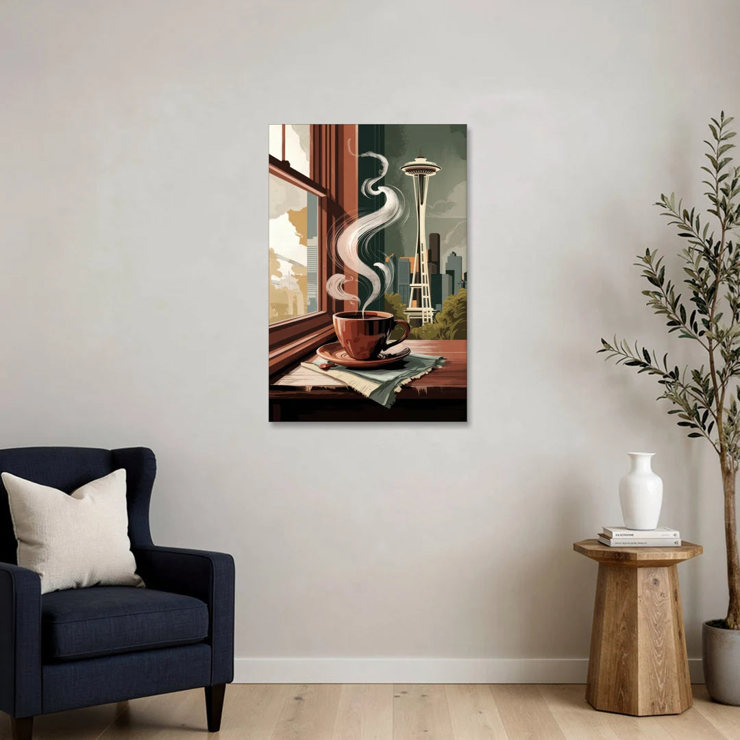 Seattle Coffee Culture Vibes - Canvas Wall Art - Sofa - 24x36