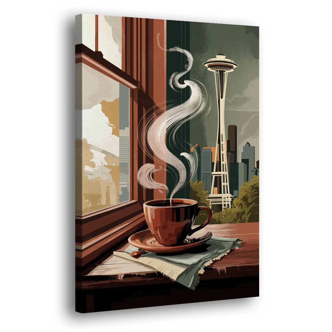 Seattle Coffee Culture Vibes Side - Canvas Wall Art