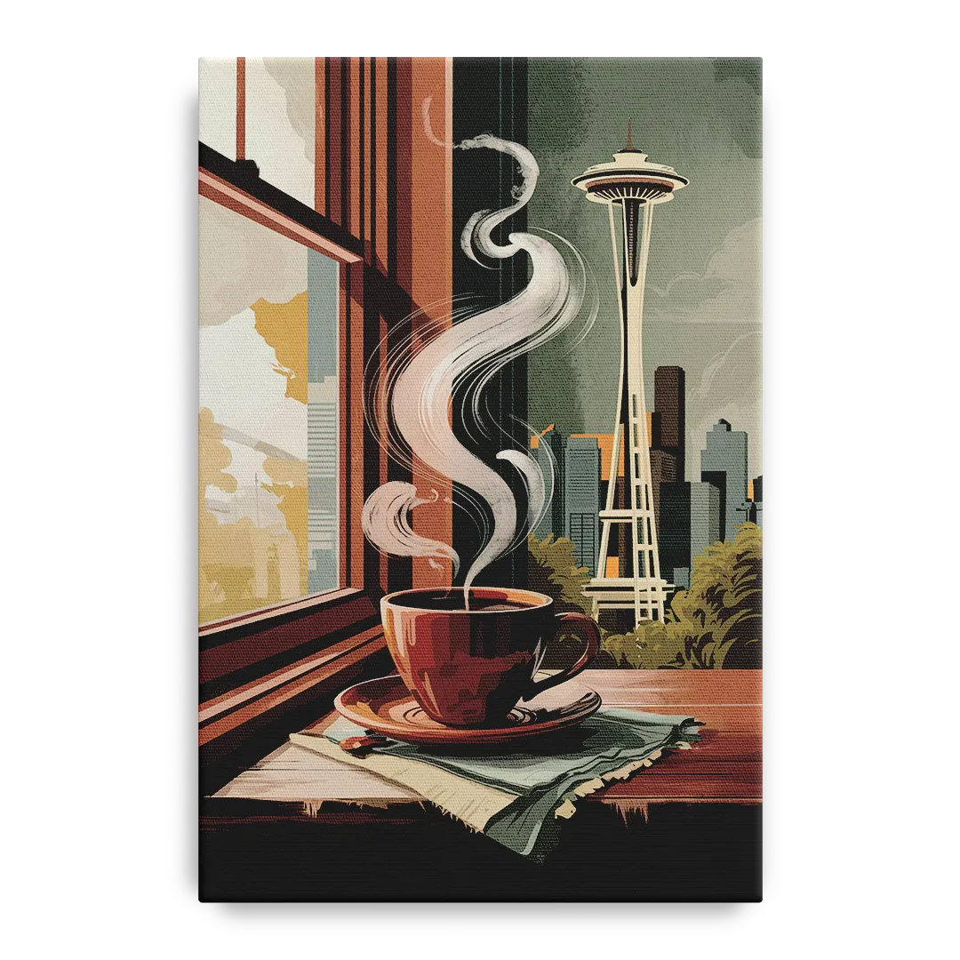 Seattle Coffee Culture Vibes Front - Canvas Wall Art