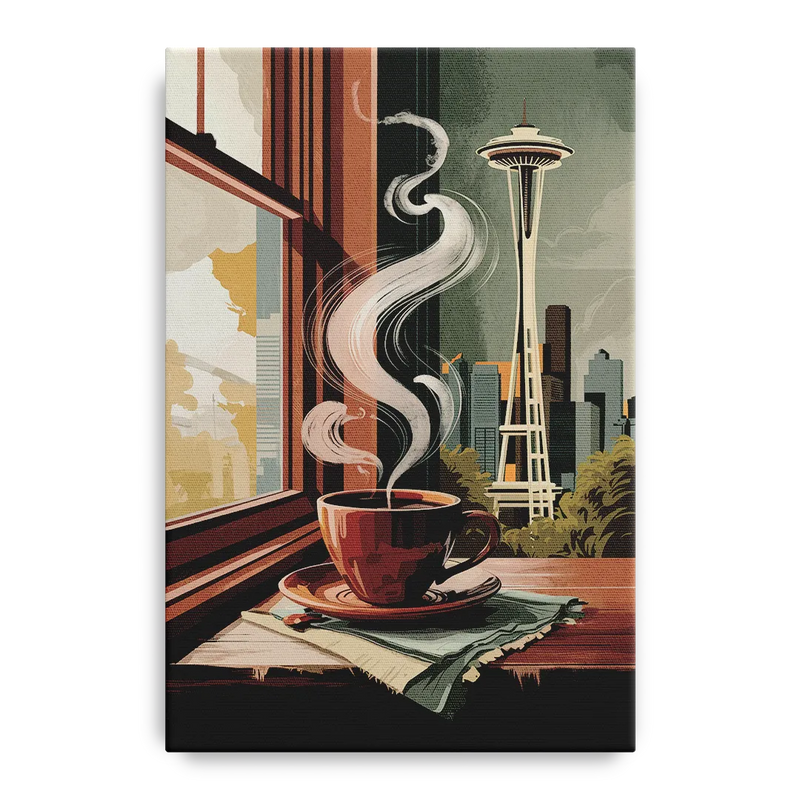 Seattle Coffee Culture Vibes Front - Canvas Wall Art