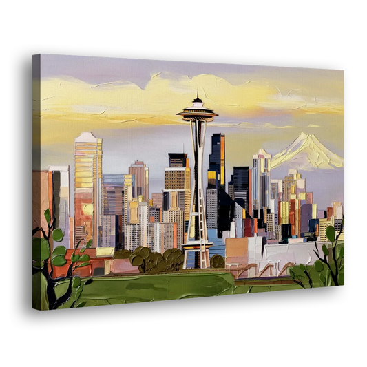 Seattle Downtown Skyline Side - Canvas Wall Art