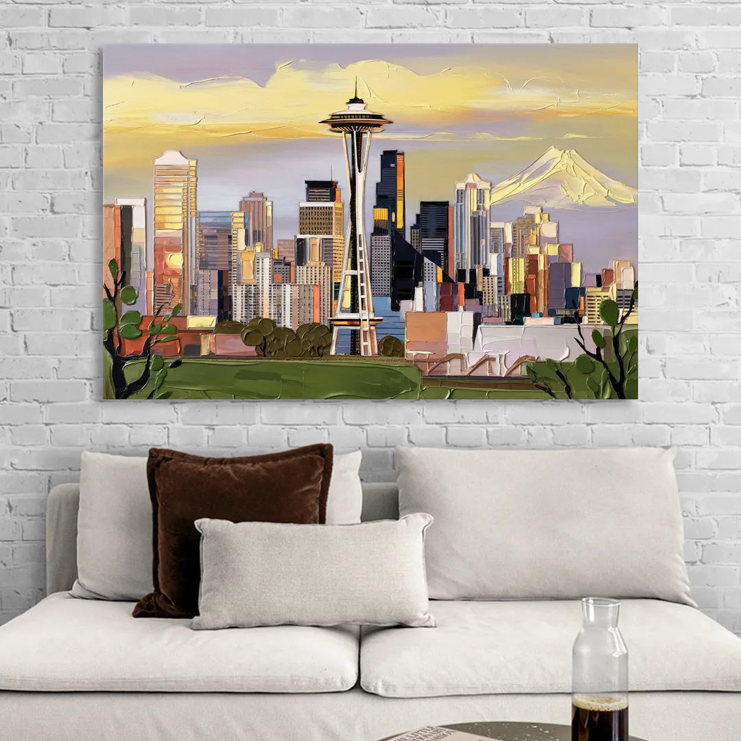 Seattle Downtown Skyline Sitting Room - Canvas Wall Art