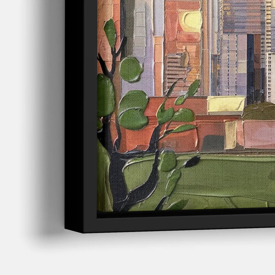 Seattle Downtown Skyline - Close-Up Black Frame Canvas