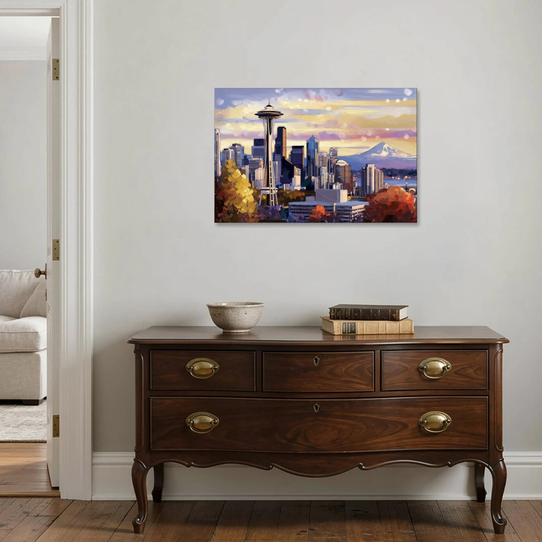 Seattle Iconic Landmarks - Canvas Wall Art - Coffee Table - 36x24