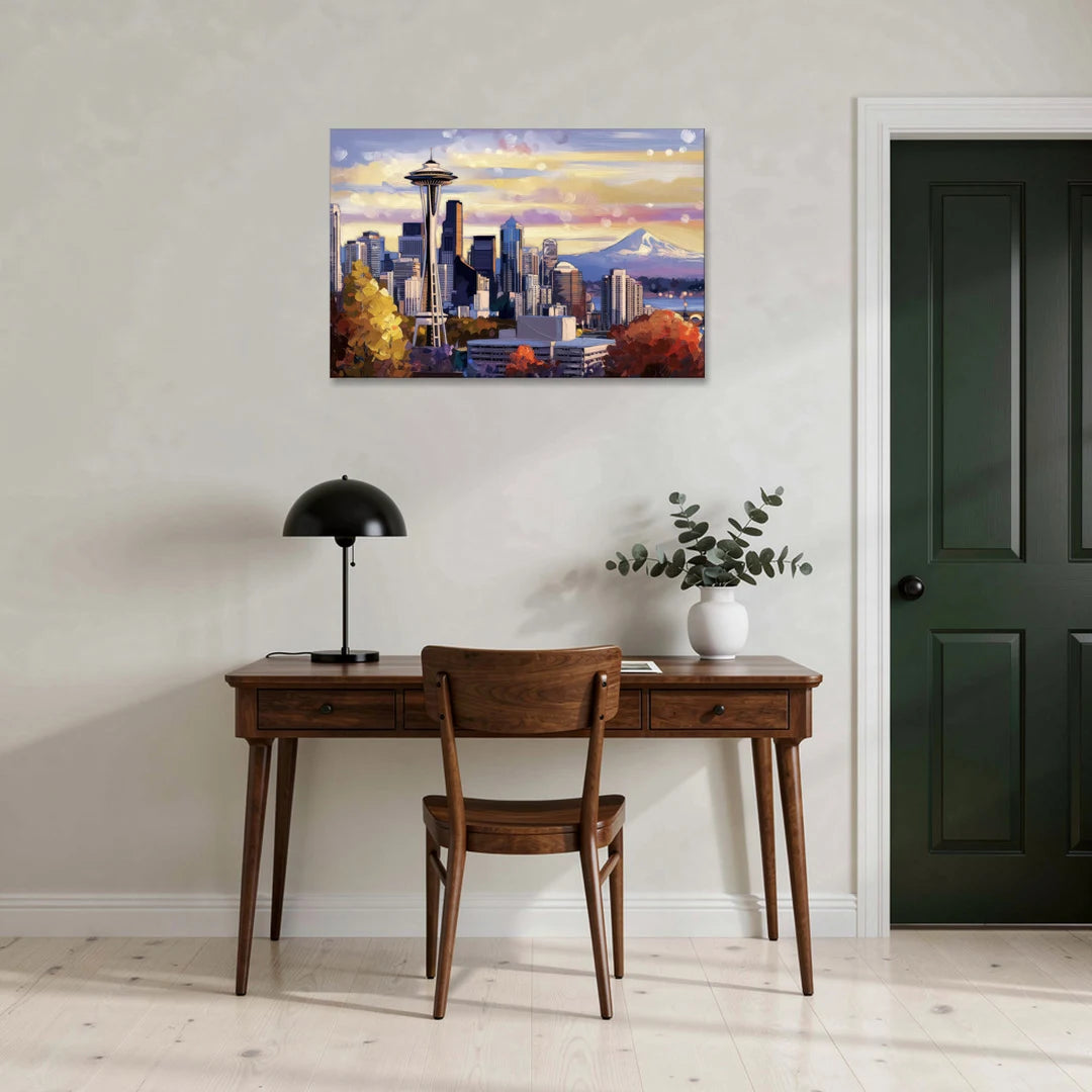 Seattle Iconic Landmarks - Canvas Wall Art - Office - 36x24