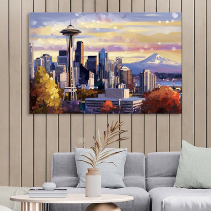 Seattle Iconic Landmarks Sitting Room - Canvas Wall Art