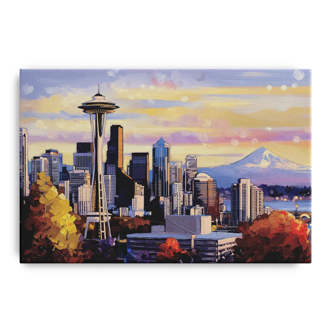 Seattle Iconic Landmarks Front - Canvas Wall Art
