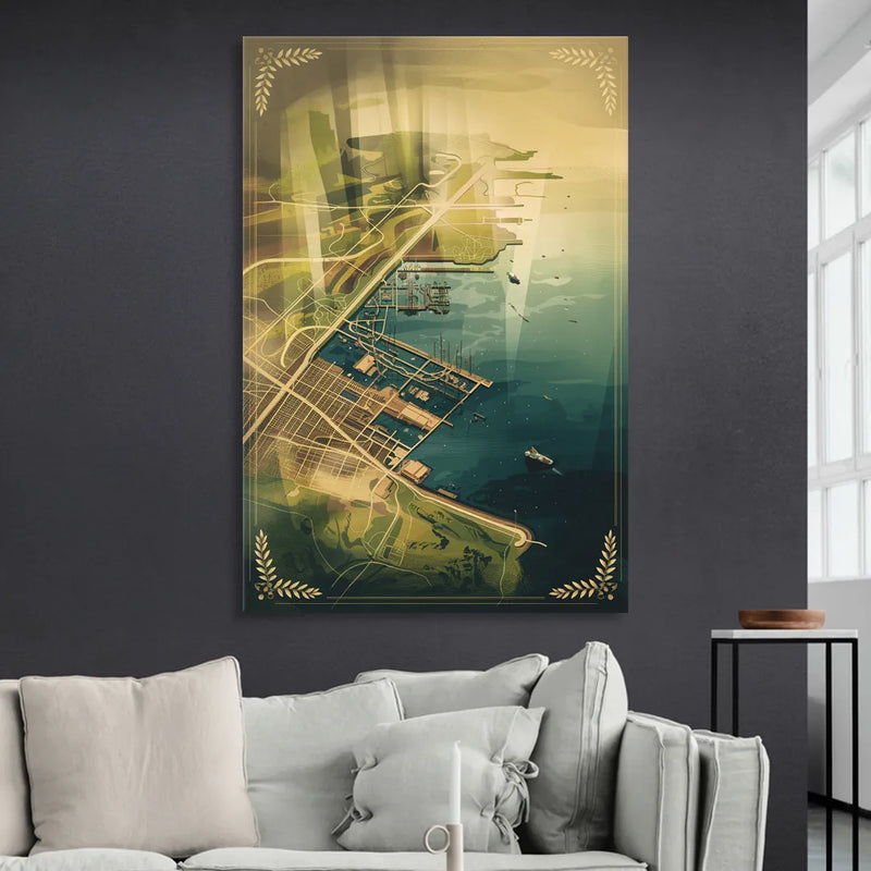 Seattle Map Vintage Style Sitting Room - Canvas Wall Art