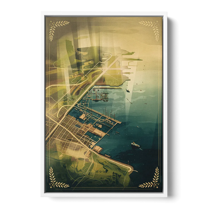 Seattle Map Vintage Style Front - White Canvas Wall Art