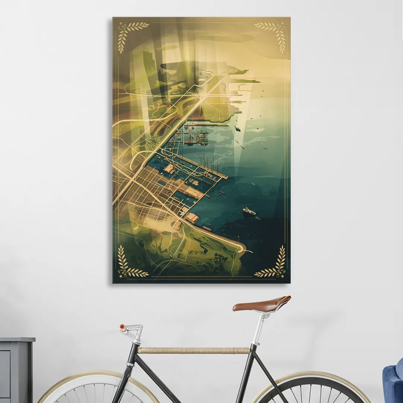 Seattle Map Vintage Style Living Room - Canvas Wall Art