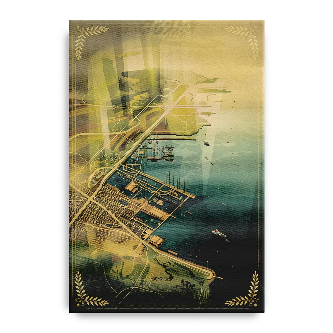 Seattle Map Vintage Style Front - Canvas Wall Art