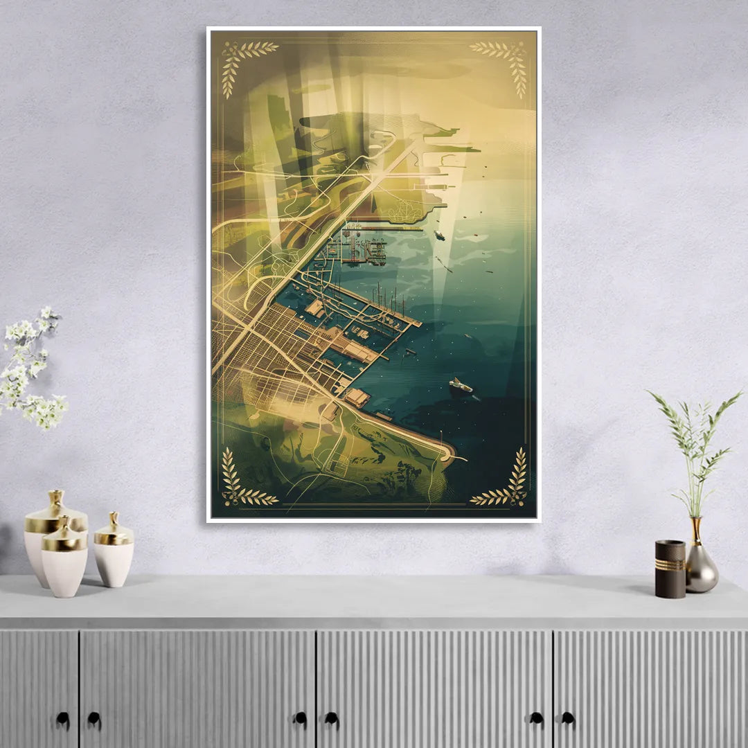 Seattle Map Vintage Style Sitting Room - White Canvas Wall Art